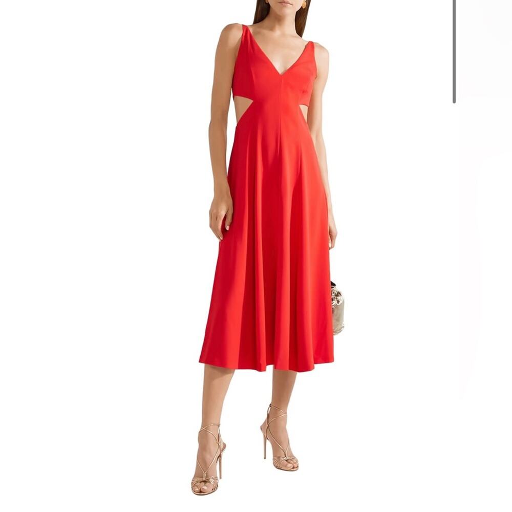 GREY Jason Wu tomato red Cutout crepe de chine midi dress